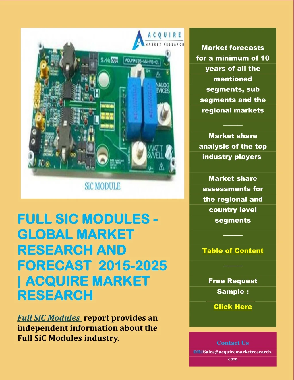 market forecasts for a minimum of 10 years