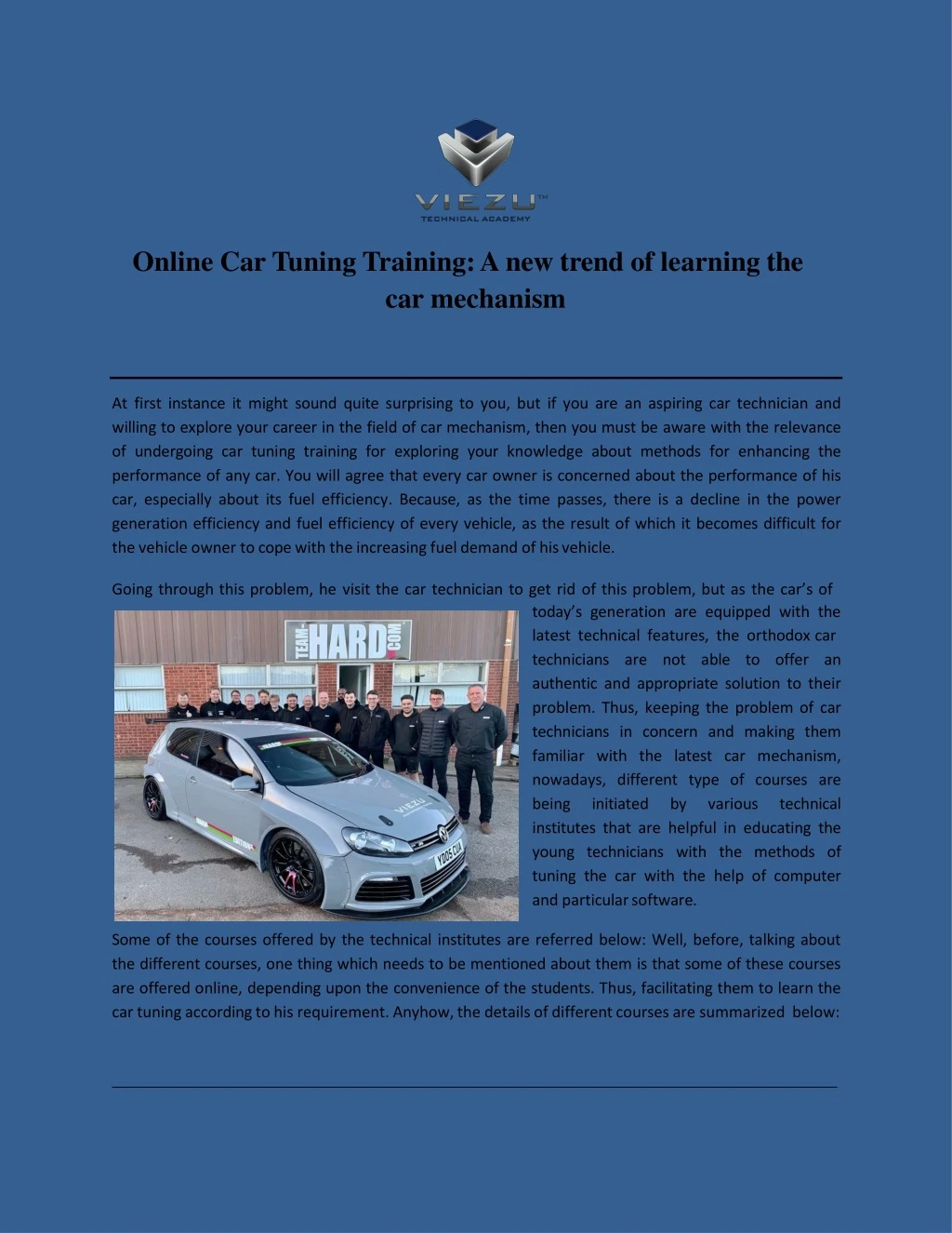 online car tuning training a new trend