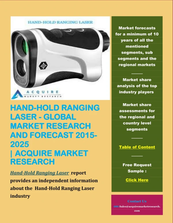 Hand hold ranging laser global market research and forecasr 2015-2025