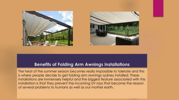 Benefits of Folding Arm Awnings Installations