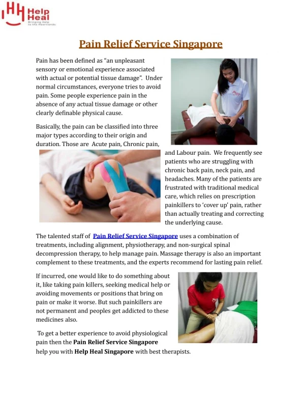 Pain Relief Service Singapore