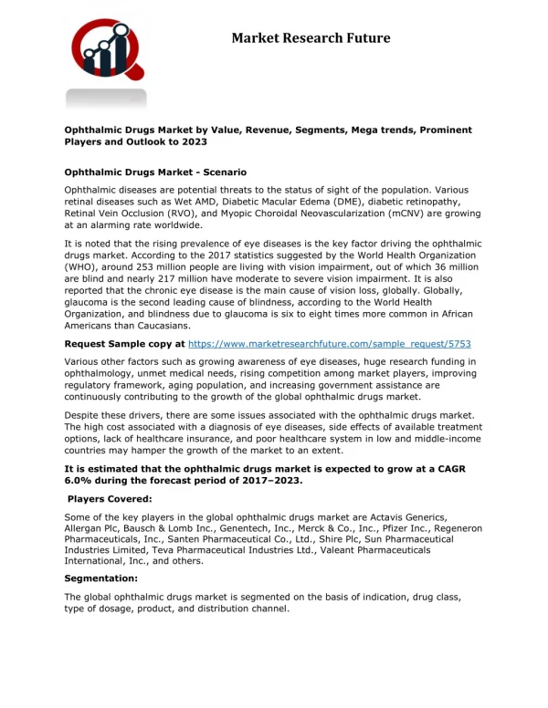 Ophthalmic Drugs Market