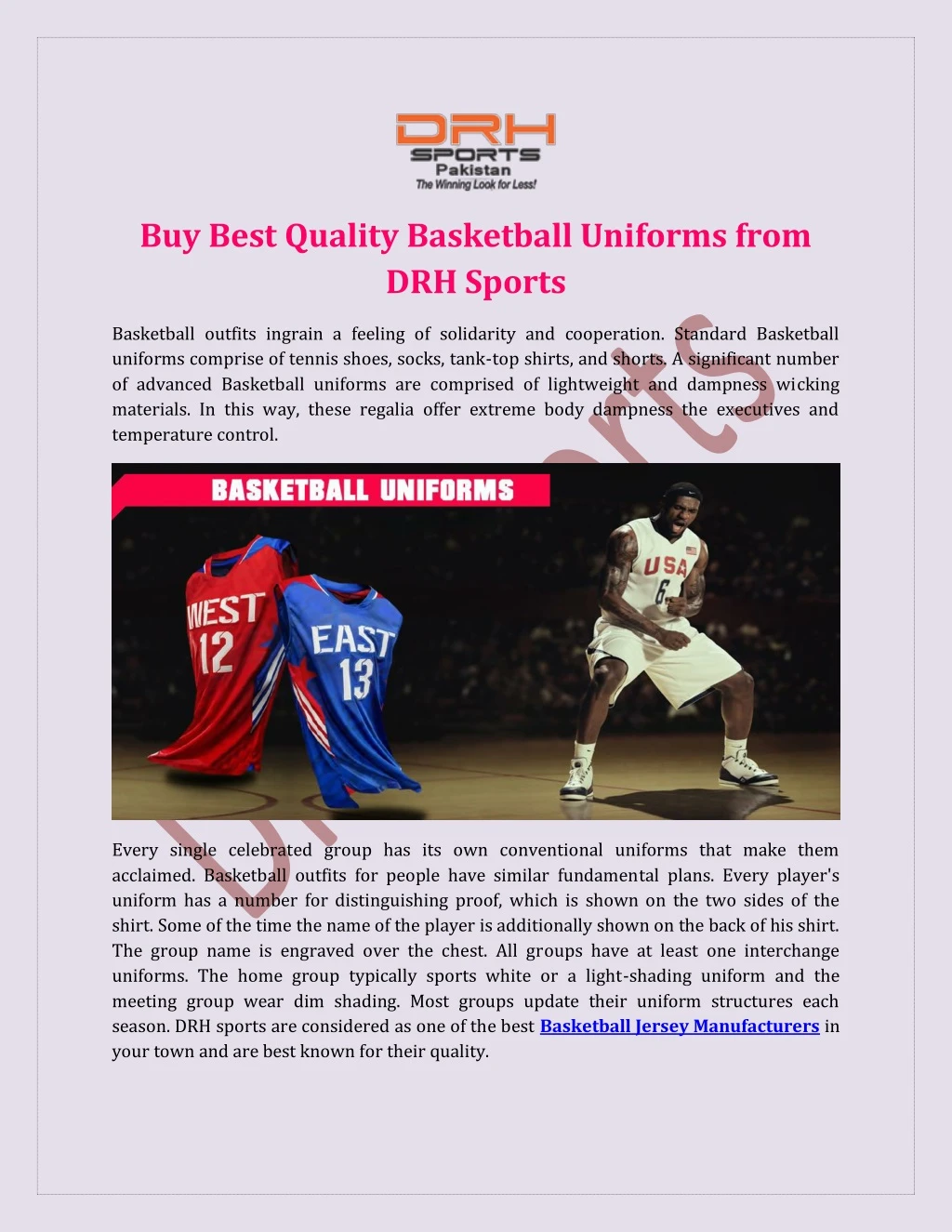 buy best quality basketball uniforms from