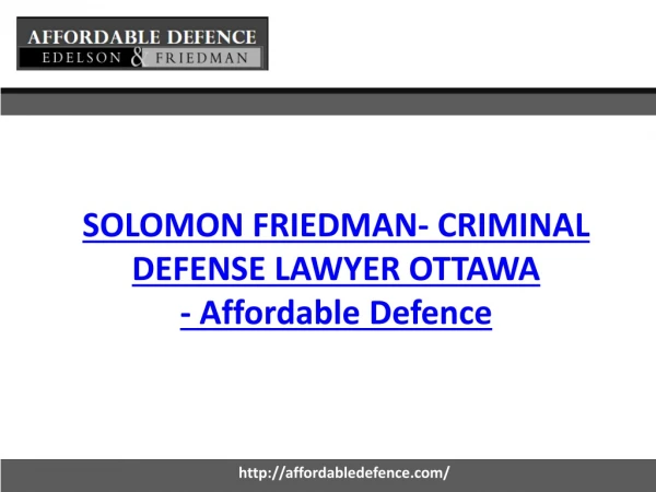 Solomon Friedman - Affordable Defence