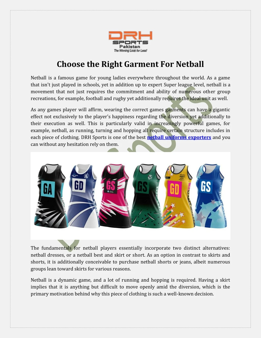 choose the right garment for netball