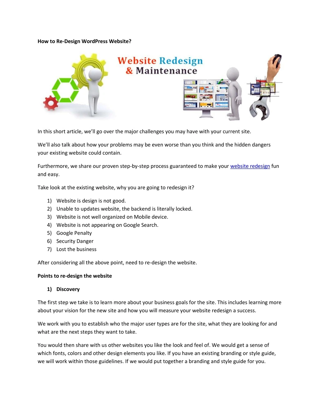 how to re design wordpress website