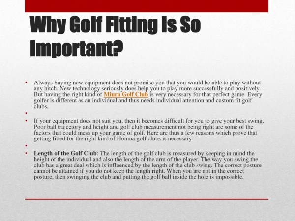 Why Golf Fitting Is So Important?