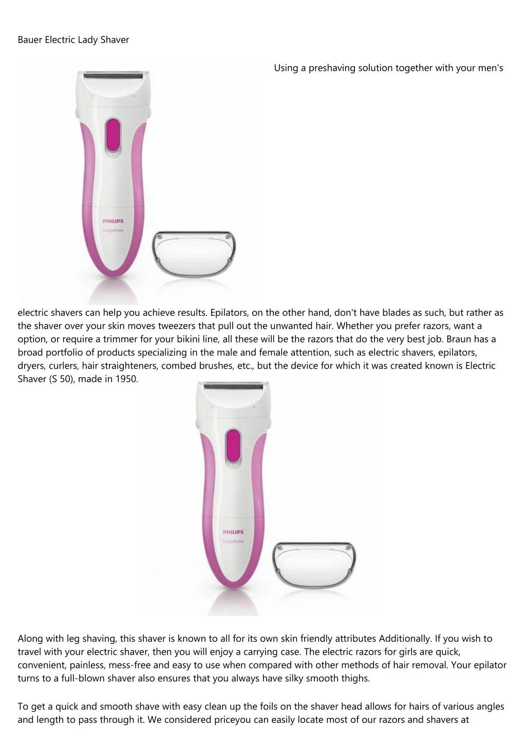 bauer electric lady shaver