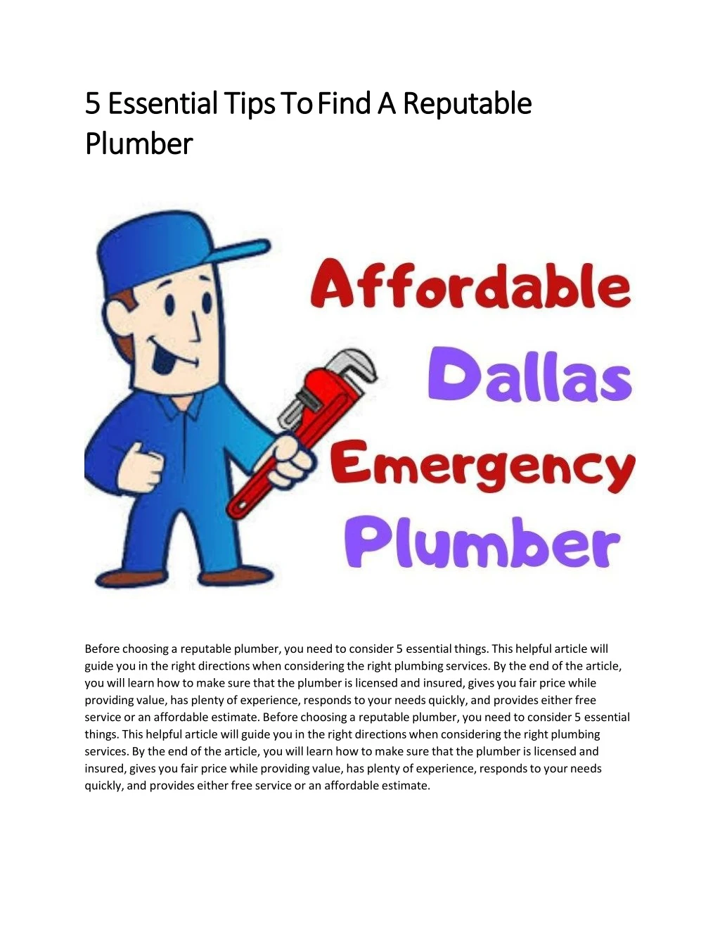 5 essential tips to find a reputable plumber