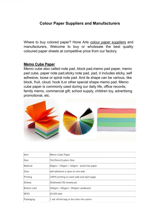 Colour Paper Suppliers and Manufacturers