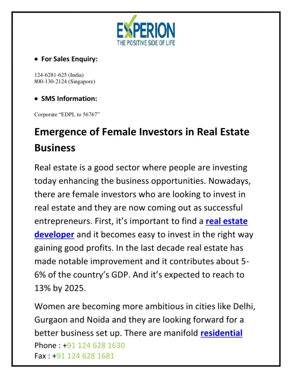 Emergence of Female Investors in Real Estate Business