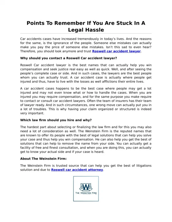 Points To Remember If You Are Stuck In A Legal Hassle