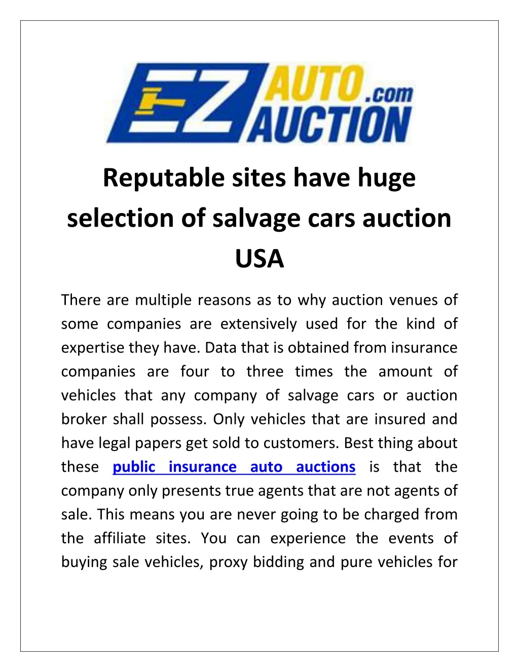 reputable sites have huge selection of salvage