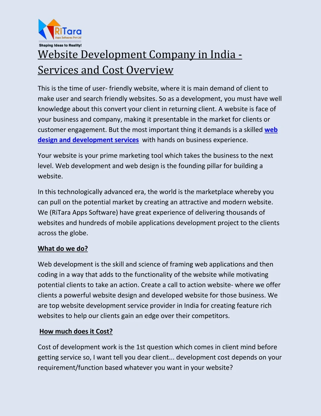 website development company in india services