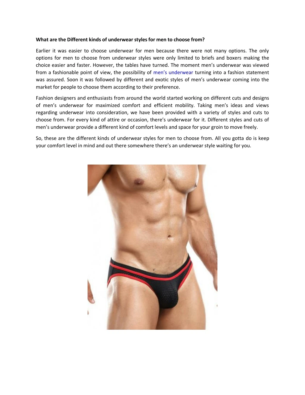 what are the different kinds of underwear styles