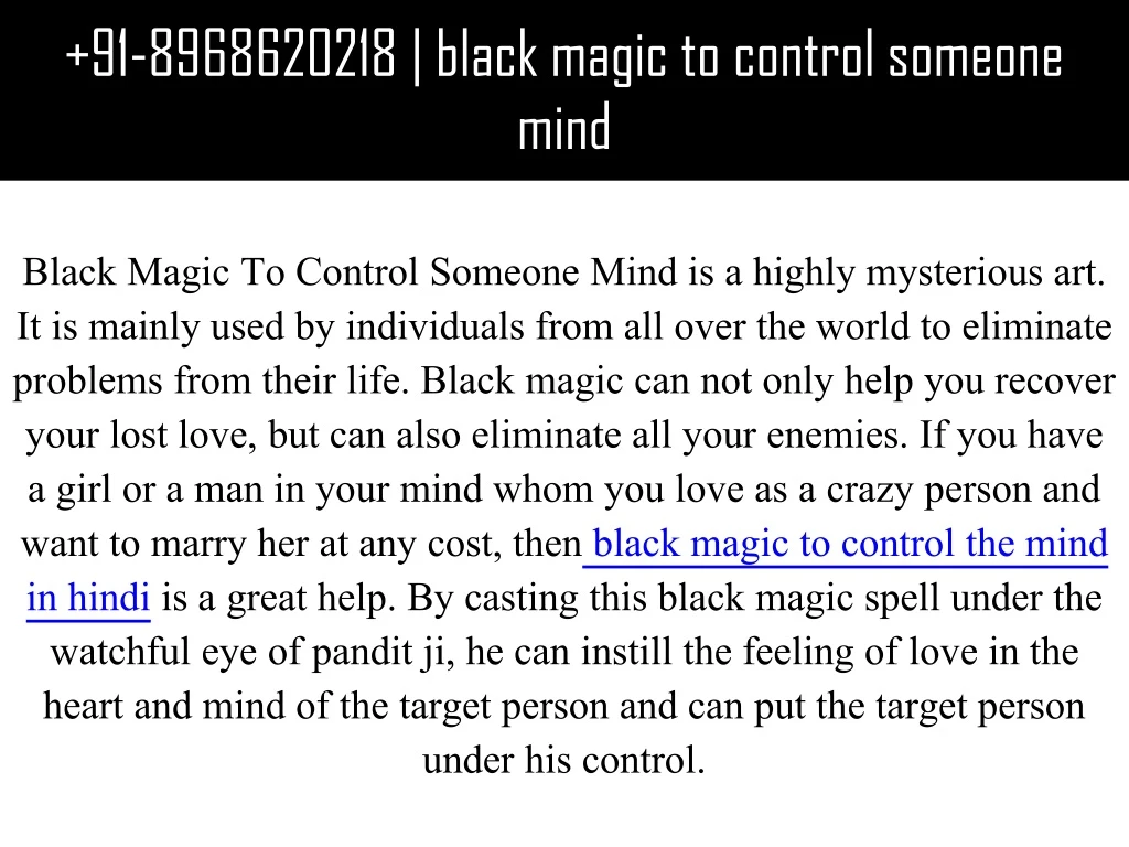 91 8968620218 black magic to control someone mind