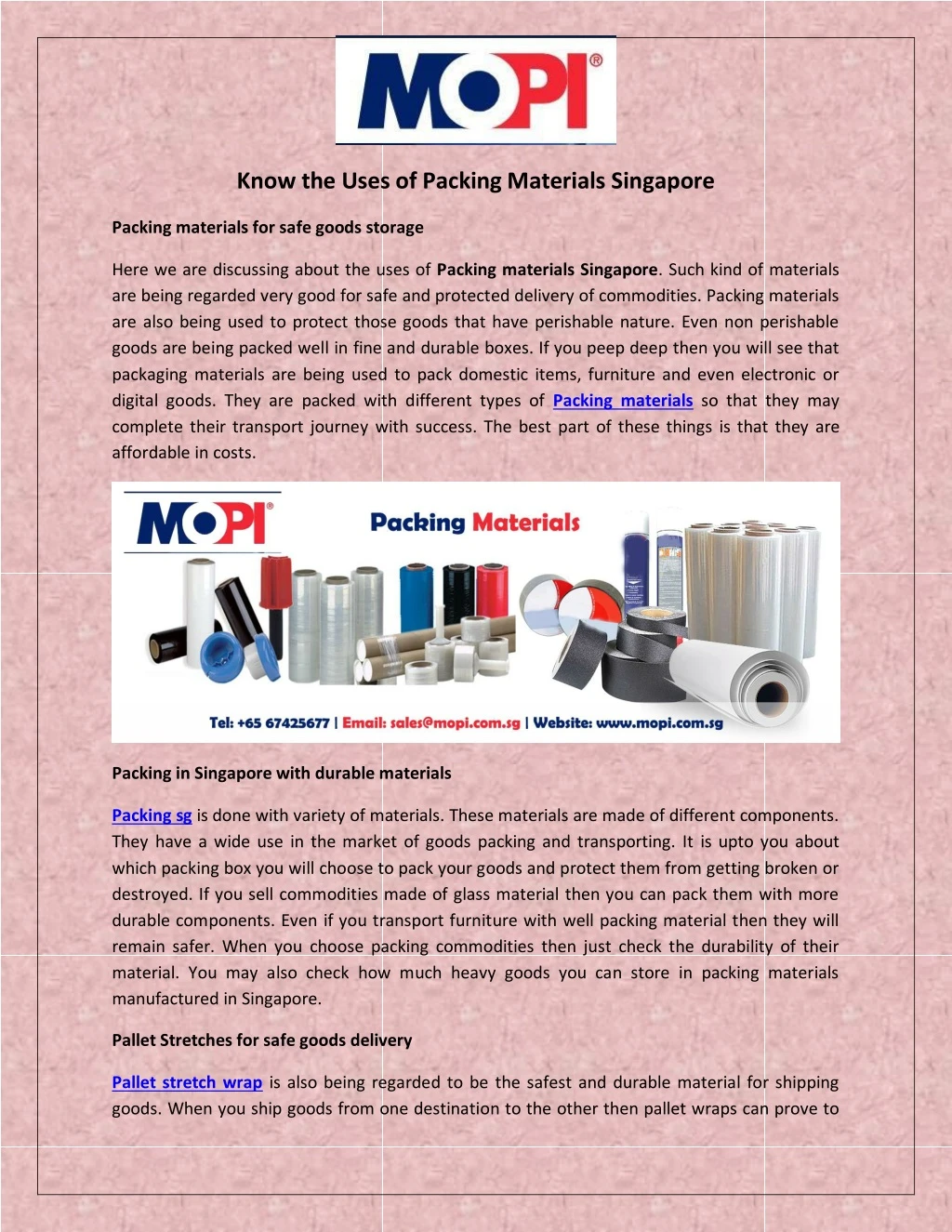 know the uses of packing materials singapore