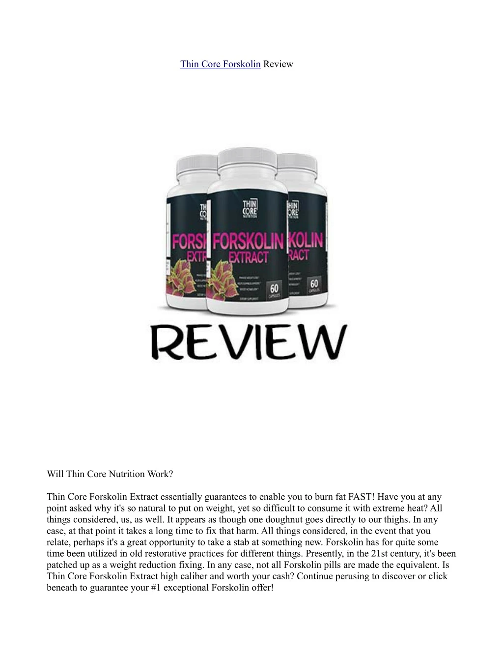 thin core forskolin review