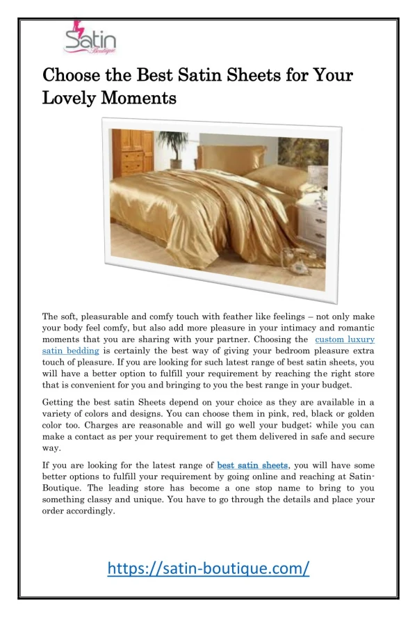 Choose the Best Satin Sheets for Your Lovely Moments