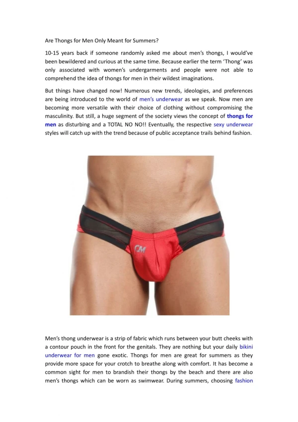 Are Thongs for Men Only Meant for Summers?