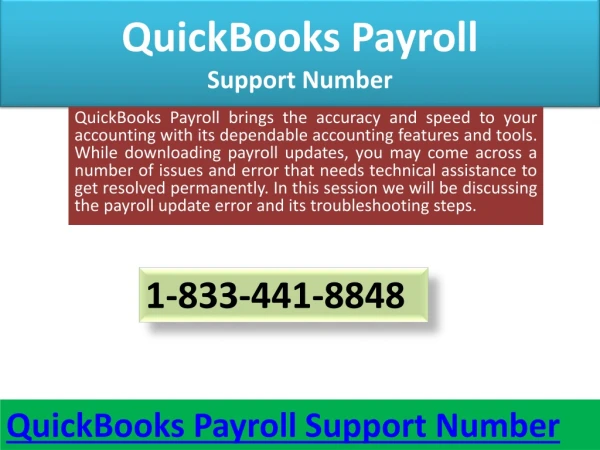 QuickBooks Payroll Support Number 1-833-441-8848