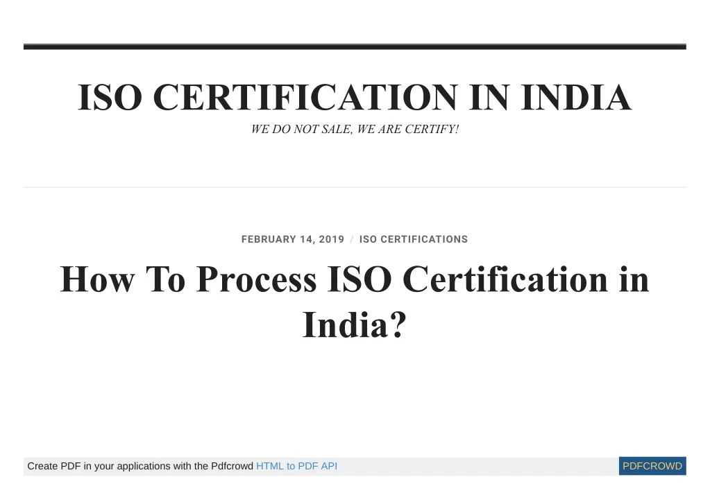 iso certification in india we do not sale