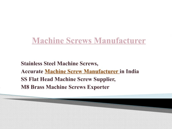 machine screw manufacturer