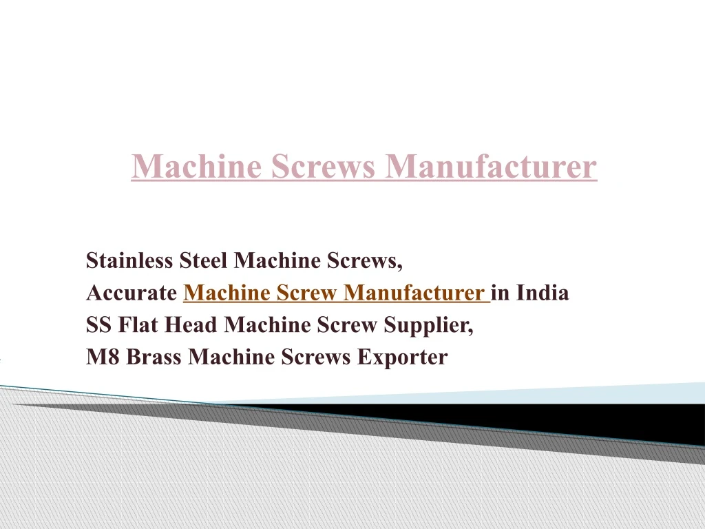 machine screws manufacturer