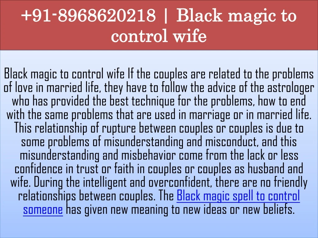 91 8968620218 black magic to control wife