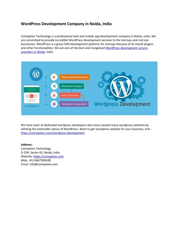 WordPress Development Company in Noida India