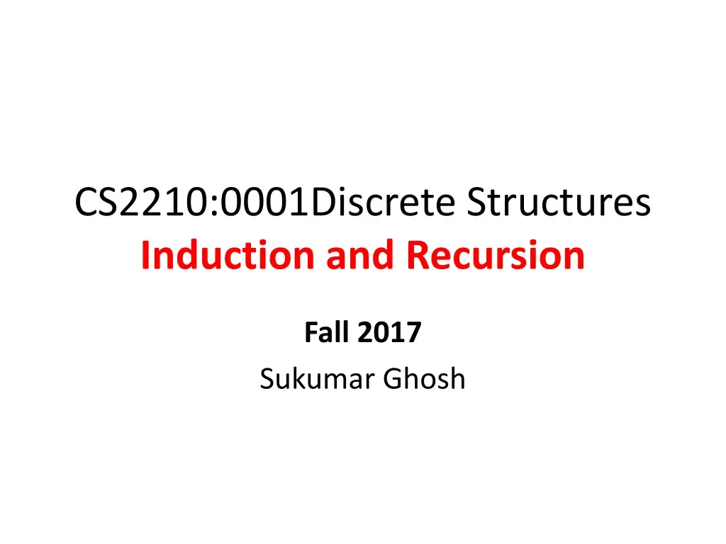cs2210 0001discrete structures induction and recursion
