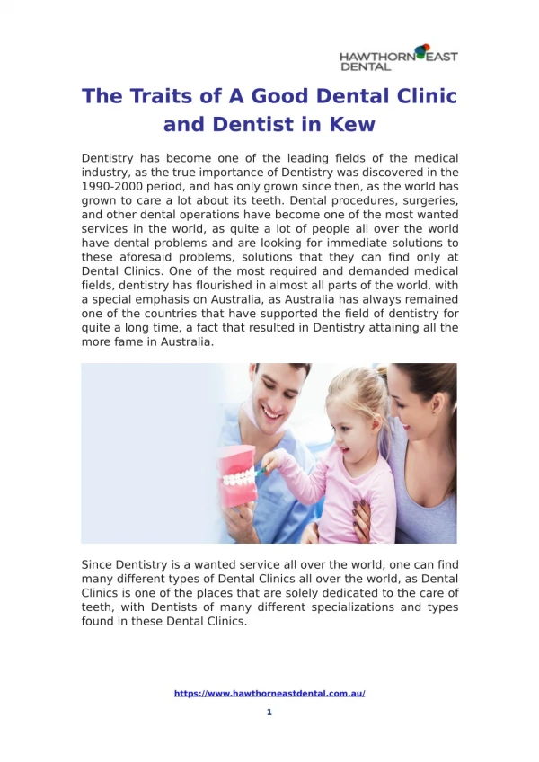 The Traits of A Good Dental Clinic and Dentist in Kew