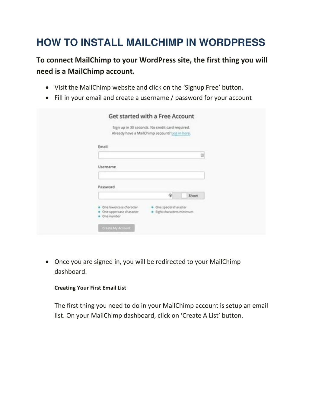 how to install mailchimp in wordpress