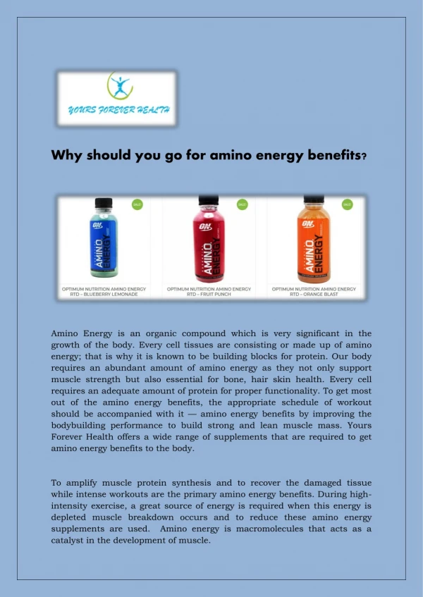 Why should you go for amino energy benefits?