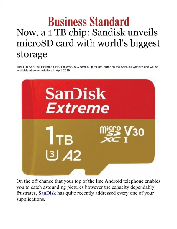 Now, a 1 TB chip: Sandisk unveils microSD card with world's biggest storage