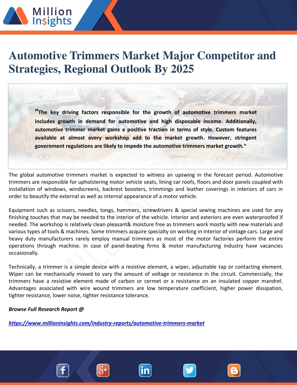 automotive trimmers market major competitor