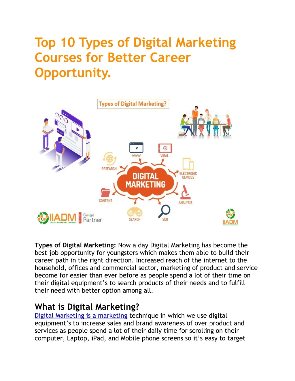 top 10 types of digital marketing courses