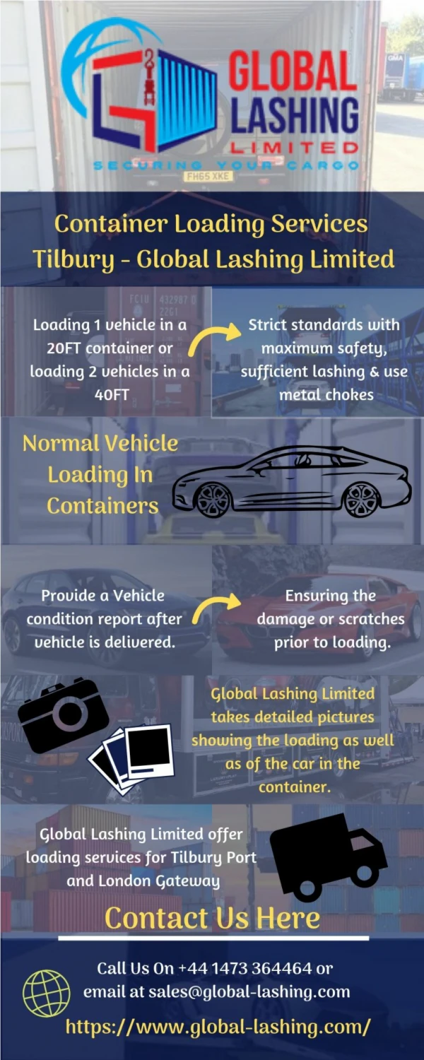 Standard Vehicle Loading In Containers From Tilbury - Global Lashing Limited