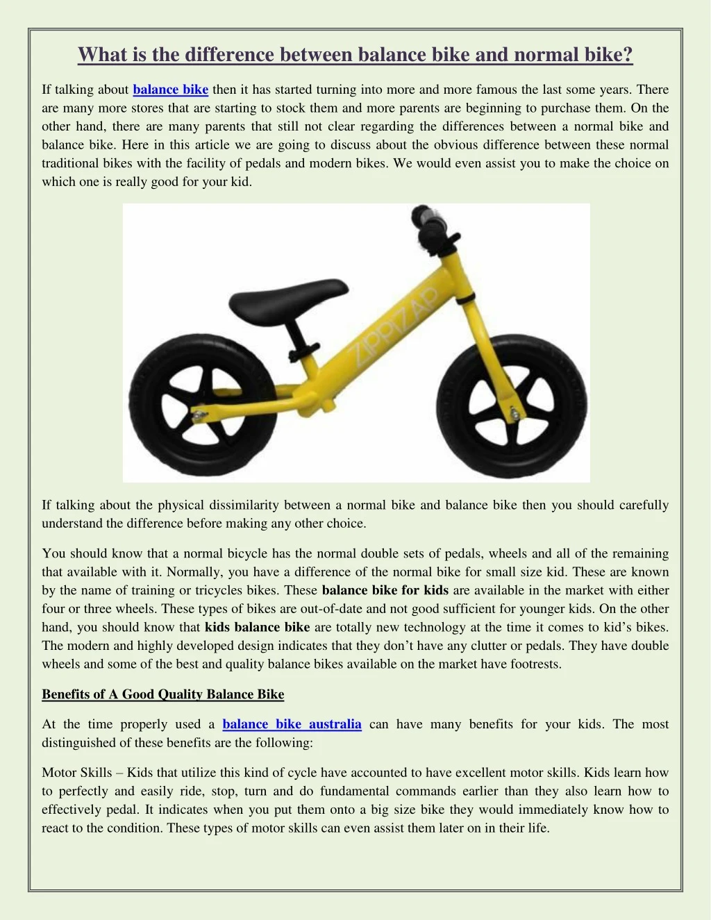 what is the difference between balance bike