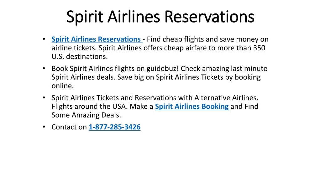 spirit airlines reservations