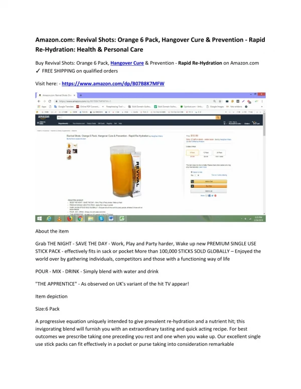 Amazon.com: Revival Shots: Orange 6 Pack, Hangover Cure & Prevention - Rapid Re-Hydration: Health & Personal Care