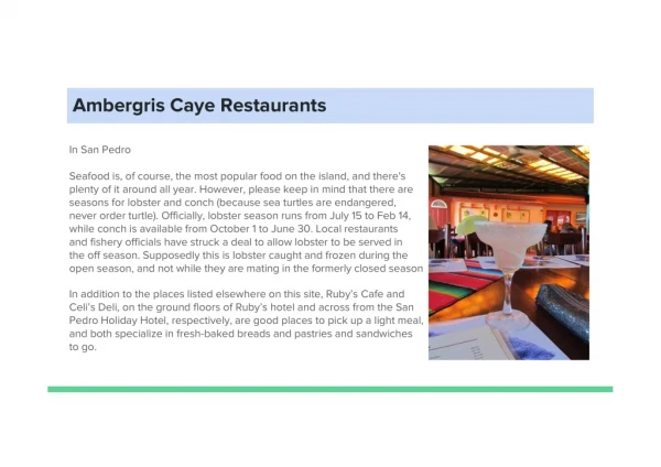 Ambergris Caye Restaurants