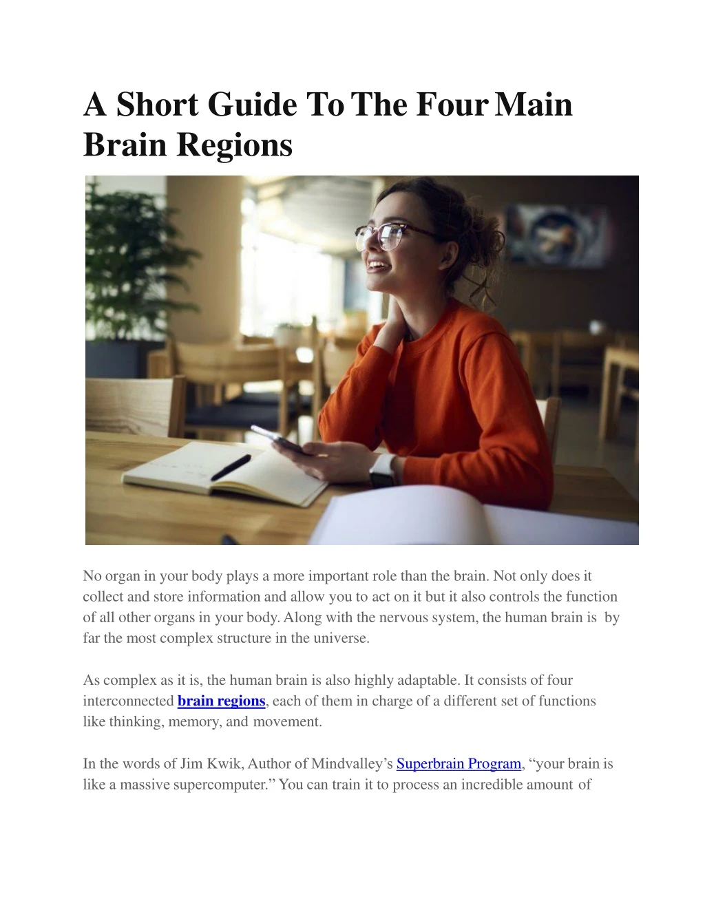 a short guide to the four main brain regions
