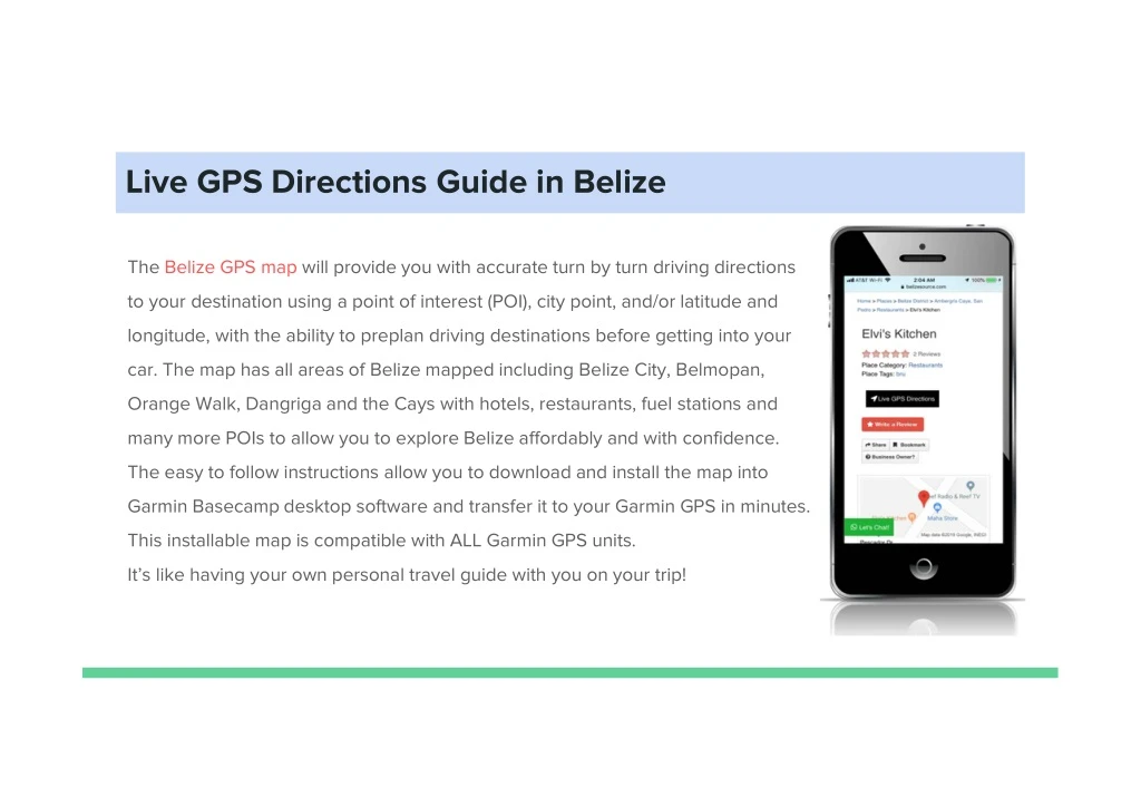 live gps directions guide in belize