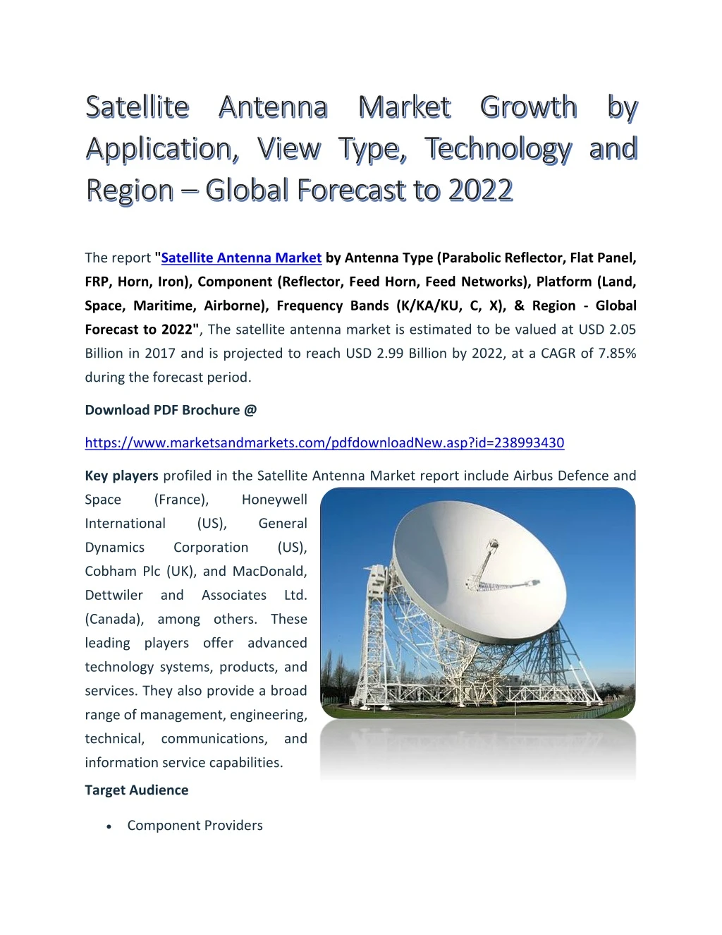the report satellite antenna market by antenna