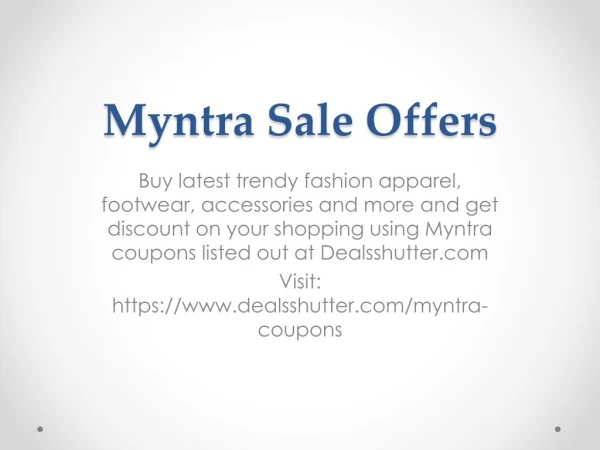 Myntra coupons for online shopping