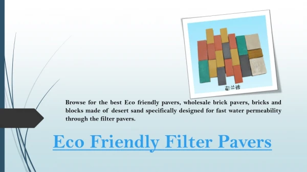 Eco Friendly Filter Pavers