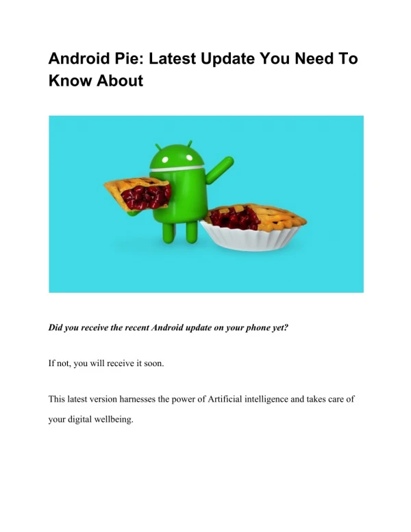 Android Pie: Latest Update You Need To Know About