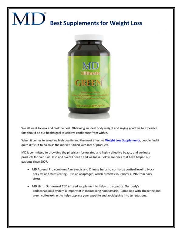 Best Supplements for Weight Loss - md-factor