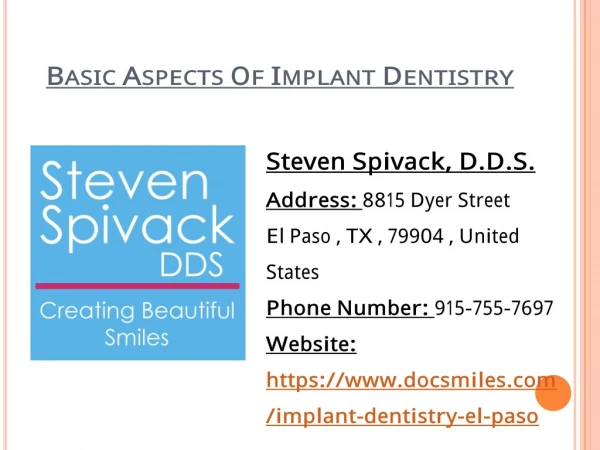 Basic Aspects Of Implant Dentistry - El Paso TX